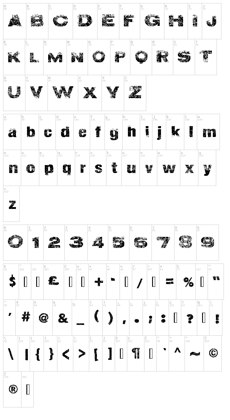 Action of the Time New font map